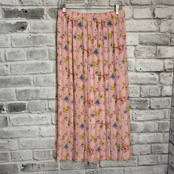 Vintage Susan Bristol Pleated Floral Chiffon Midi Skirt - Picture 4 of 11